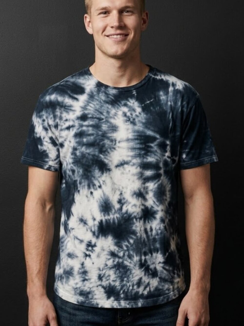 Buck Mason Size Large Cotton Shirt Short Sleeve Tie Dye Blue Tee T-Shirt
